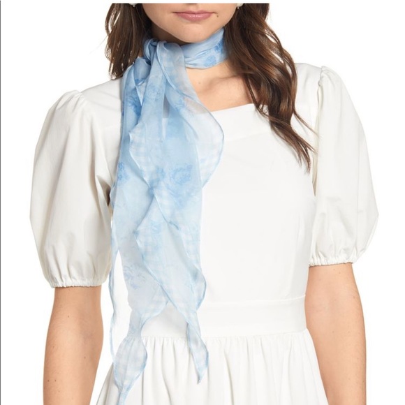 Rachel Parcell Accessories - NEW • Rachel Parcell • Floral Kite Silk Scarf Blue